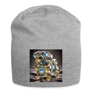 Luxus Kristall Hund Skulptur - Jersey-Beanie - Grau meliert - Vorne