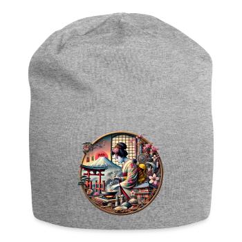 Yukiko Geisha: Tradition in der Küche - Jersey-Beanie - Grau meliert - Vorne
