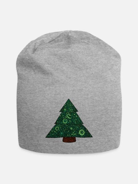 Mandala Weihnachtsbaum - Jersey-Beanie - Grau meliert