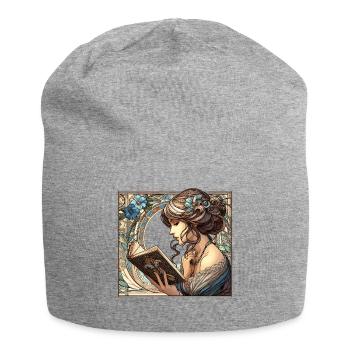 Woman Reading Browsing Book Books Gift - Jersey Beanie - heather grey - Front