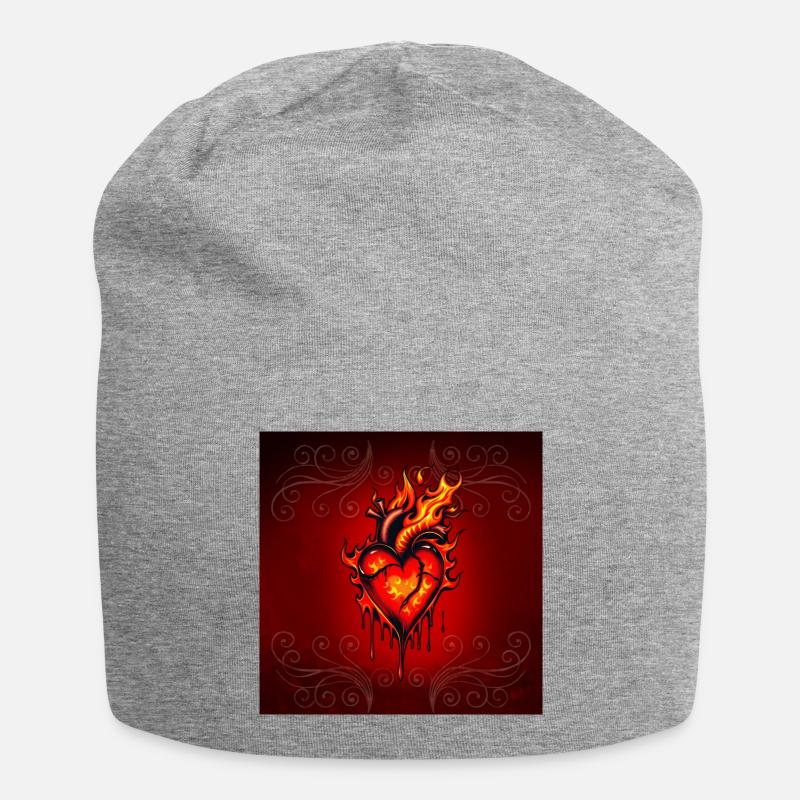 Flaming heart. - Jersey Beanie - heather grey