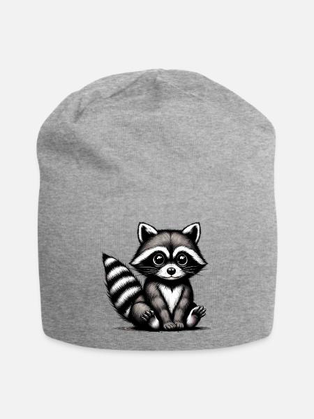 Waschbär - Jersey-Beanie - Grau meliert