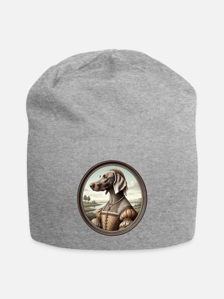 Porträt Weimaraner Hund Claire - Jersey-Beanie - Grau meliert