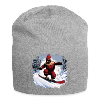 Huhn Snowboard - Jersey-Beanie - Grau meliert - Vorne
