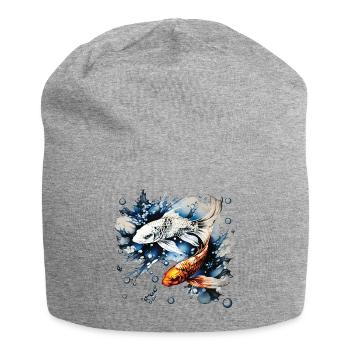 Koifische und Blasen - Jersey-Beanie - Grau meliert - Vorne