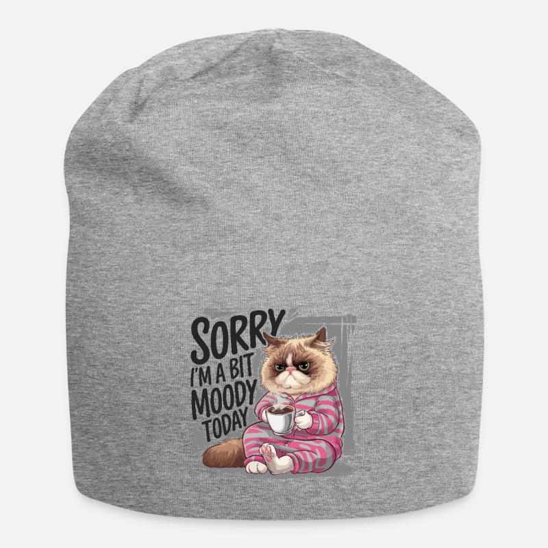 Chat de mauvaise humeur - Bonnet en jersey - gris chiné
