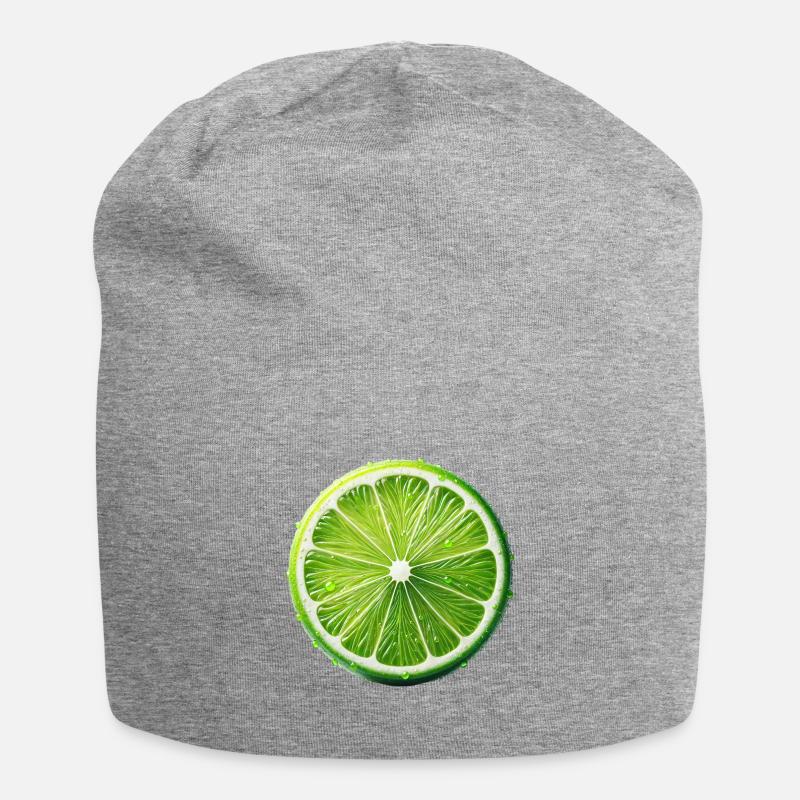 Limette - Jersey-Beanie - Grau meliert