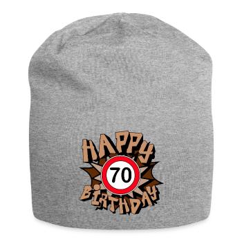 70th Birthday , Happy 70th Birthday Gift (25) - Jersey Beanie - heather grey - Front