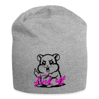 Funny Hamster *Fuck off* - Jersey-Beanie - Grau meliert - Vorne