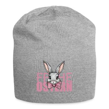 Mignon lapin de Pâques avec noeud rose - Joyeuses Pâques - Bonnet en jersey - gris chiné - Devant