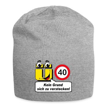 40e anniversaire, plus de 40 ans aucune raison de .......... - Bonnet en jersey - gris chiné - Devant