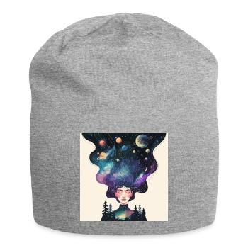 Rêves cosmiques – L’univers dans la tête - Bonnet en jersey - gris chiné - Devant