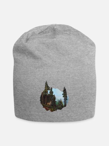 Der majestätische Hirsch – König des Wildwaldes - Jersey-Beanie - Grau meliert