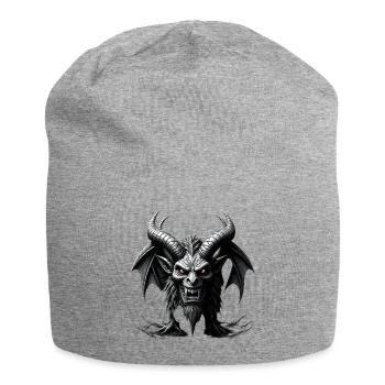 Fearsome Demon, Horns & Bat Wings - Jersey Beanie - heather grey - Front