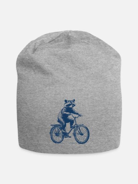 Waschbär fährt Fahrrad - Jersey-Beanie - Grau meliert
