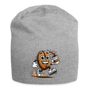 Coffee to Go – Happy Coffee Bean - Jersey Beanie - heather grey - Front