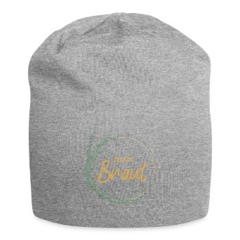 Team Braut! Eukalyptus-Kranz, personalisierbar - Jersey-Beanie - Grau meliert - Vorne