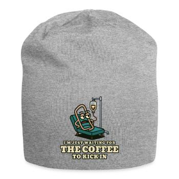 Kaffeekick: Wartender Patient - Jersey-Beanie - Grau meliert - Vorne