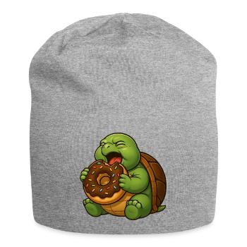 Süße Schildkröte mit Donut Naschen Nachtisch - Jersey-Beanie - Grau meliert - Vorne