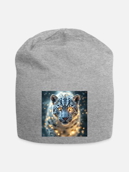 Krafttier Weisser Leopard - Jersey-Beanie - Grau meliert