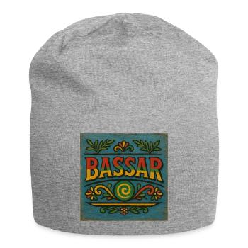 Vibrant Bassar Folk Pattern - Jersey Beanie - heather grey - Front