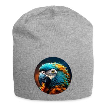 Perroquet, Coloré, Paillettes, Paillettes, Oiseau - Bonnet en jersey - gris chiné - Devant