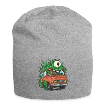 Monstre vert dans un fourgon rétro - Bonnet en jersey - gris chiné - Devant