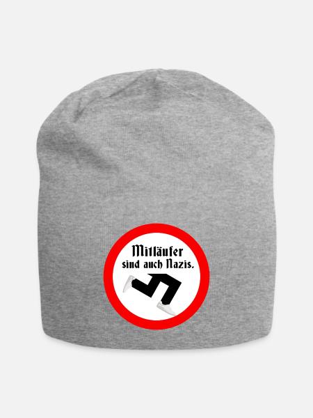 Gegen AFD Mitlaufer Zeichen setzen gegen rechts - Jersey-Beanie - Grau meliert