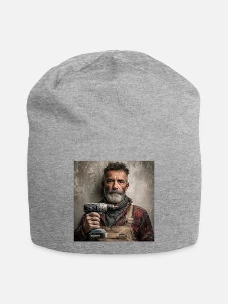 Mein Akkuschrauber ist mein Therapeut - Jersey-Beanie - Grau meliert