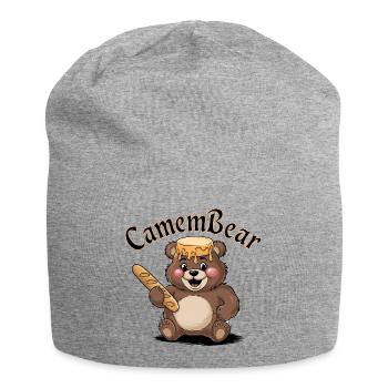 Bear with honey and baguette - Jersey Beanie - heather grey - Front
