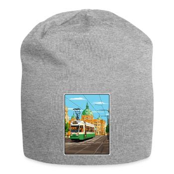 Sofia Bulgaria Historic Tramway Elegant Cityscape - Jersey Beanie - heather grey - Front