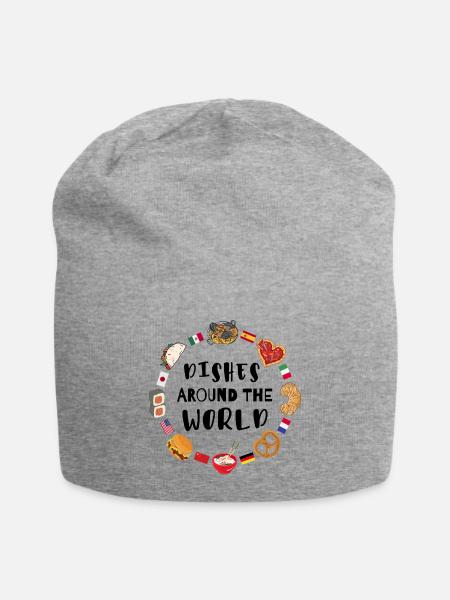 Gerichte rund um die Welt - Jersey-Beanie - Grau meliert