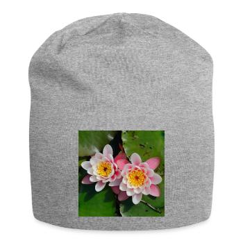 Nénuphars fleurs dans l’eau - Bonnet en jersey - gris chiné - Devant