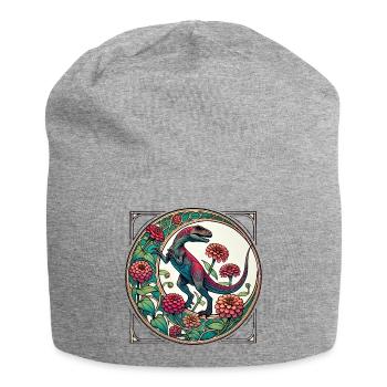 Lebendige Dinosaurier-Blumenkunst - Jersey-Beanie - Grau meliert - Vorne
