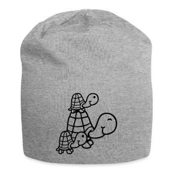 Tortues Famille Enfants Maman Papa Père Mère - Bonnet en jersey - gris chiné - Devant