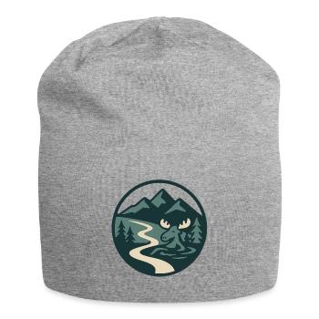 Alpine Moss Natural Landscape Illustration - Jersey Beanie - heather grey - Front