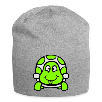 Turtle Tongue Sticking Out Naughty Funny Cool - Jersey Beanie - heather grey - Front