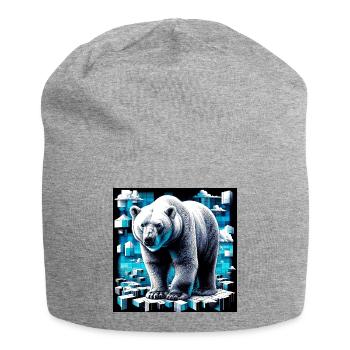 ours blanc - Bonnet en jersey - gris chiné - Devant