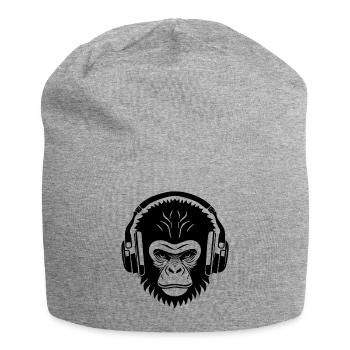 Entspannter Affe Wireless Kopfhörer Café Shirt - Jersey-Beanie - Grau meliert - Vorne