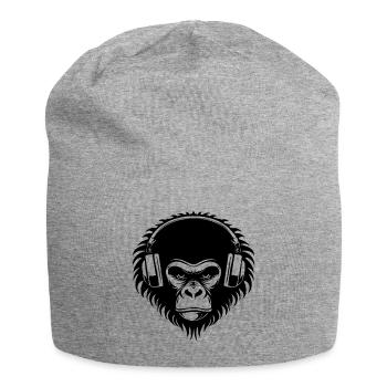 Rebellious Monkey Head DJ Grooves Underground Shirt - Jersey Beanie - heather grey - Front