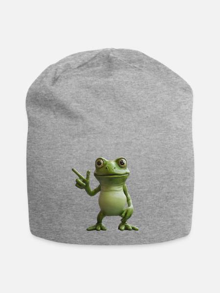Frosch Peace Sign Motiv, Richtungsweiser - Jersey-Beanie - Grau meliert