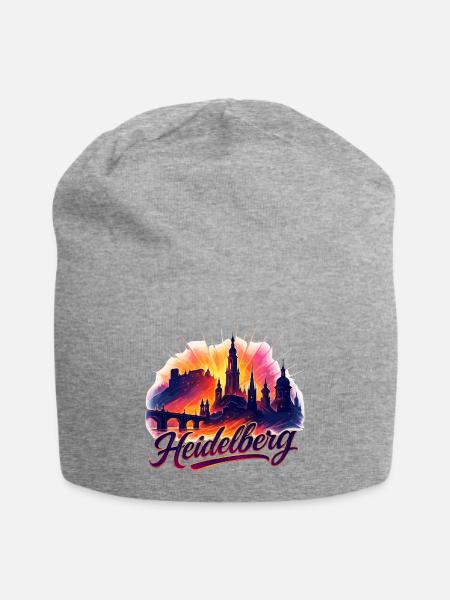 Heidelberg Stadt Silhouette prachtvoll Geschenk - Jersey-Beanie - Grau meliert