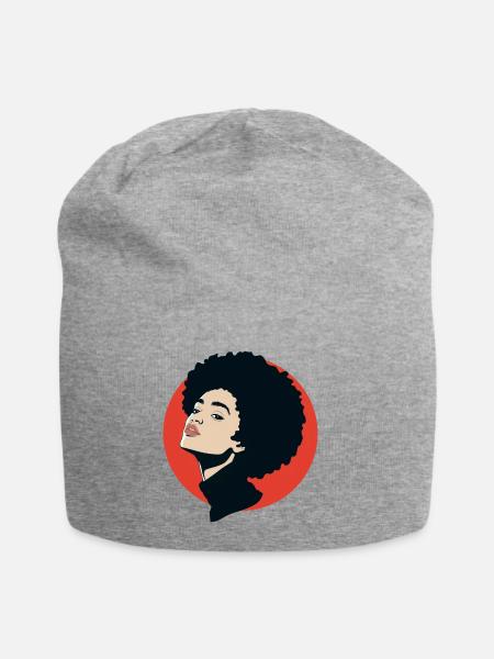 Afro African Queen Soul Sister Disco Jazz Portrait - Jersey-Beanie - Grau meliert