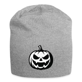 Grimmiger Halloween Kürbis - Jersey-Beanie - Grau meliert - Vorne