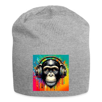 Singe chimpanzé - Bonnet en jersey - gris chiné - Devant