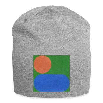 Orange Kreis und Blaues Rechteck - Jersey-Beanie - Grau meliert - Vorne