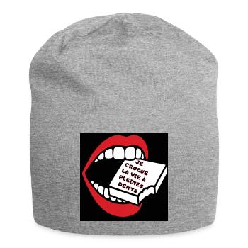 Das Leben ist gut - Jersey-Beanie - Grau meliert - Vorne