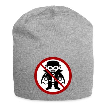 Kein Vampir! Lustiges Verbotsschild Halloween - Jersey-Beanie - Grau meliert - Vorne