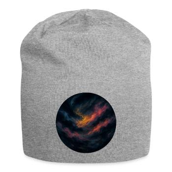 Orangefarbener Nachthimmel - Jersey-Beanie - Grau meliert - Vorne
