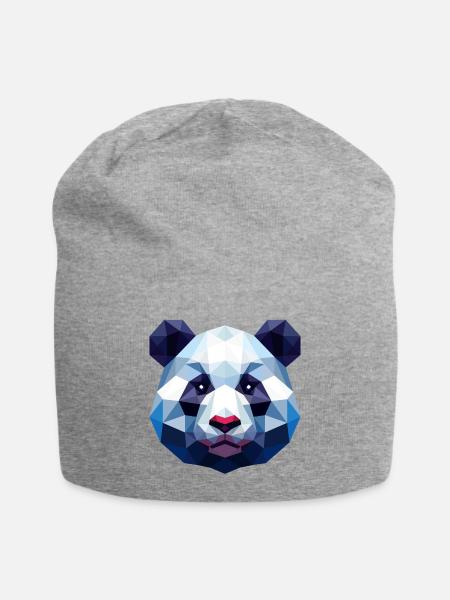 Panda Lowpoly - Jersey-Beanie - Grau meliert